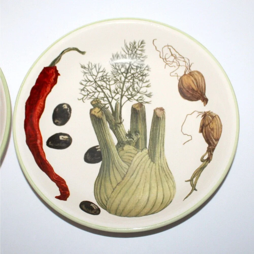 Williams Sonoma Herbs & Vegetables 2 Pasta Bowls plate Fennel Artichoke
